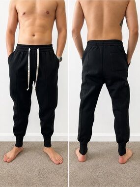 Men's Black Slim-Fit Jogger Sweatpants with Drawstring